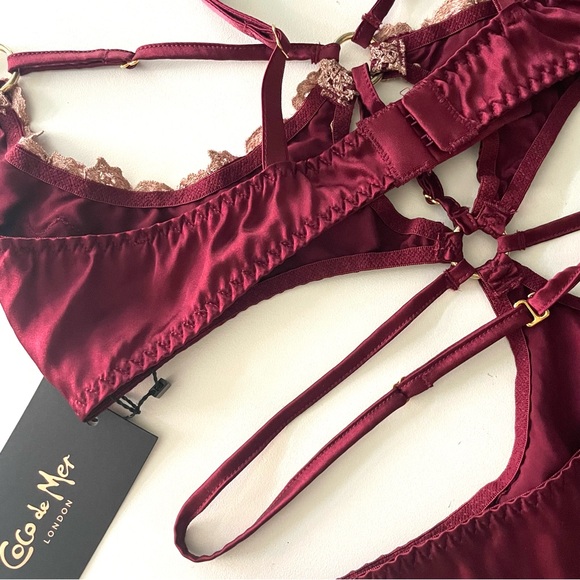 NWT Coco de Mer Burgundy Silk Playsuit - Picture 7 of 10